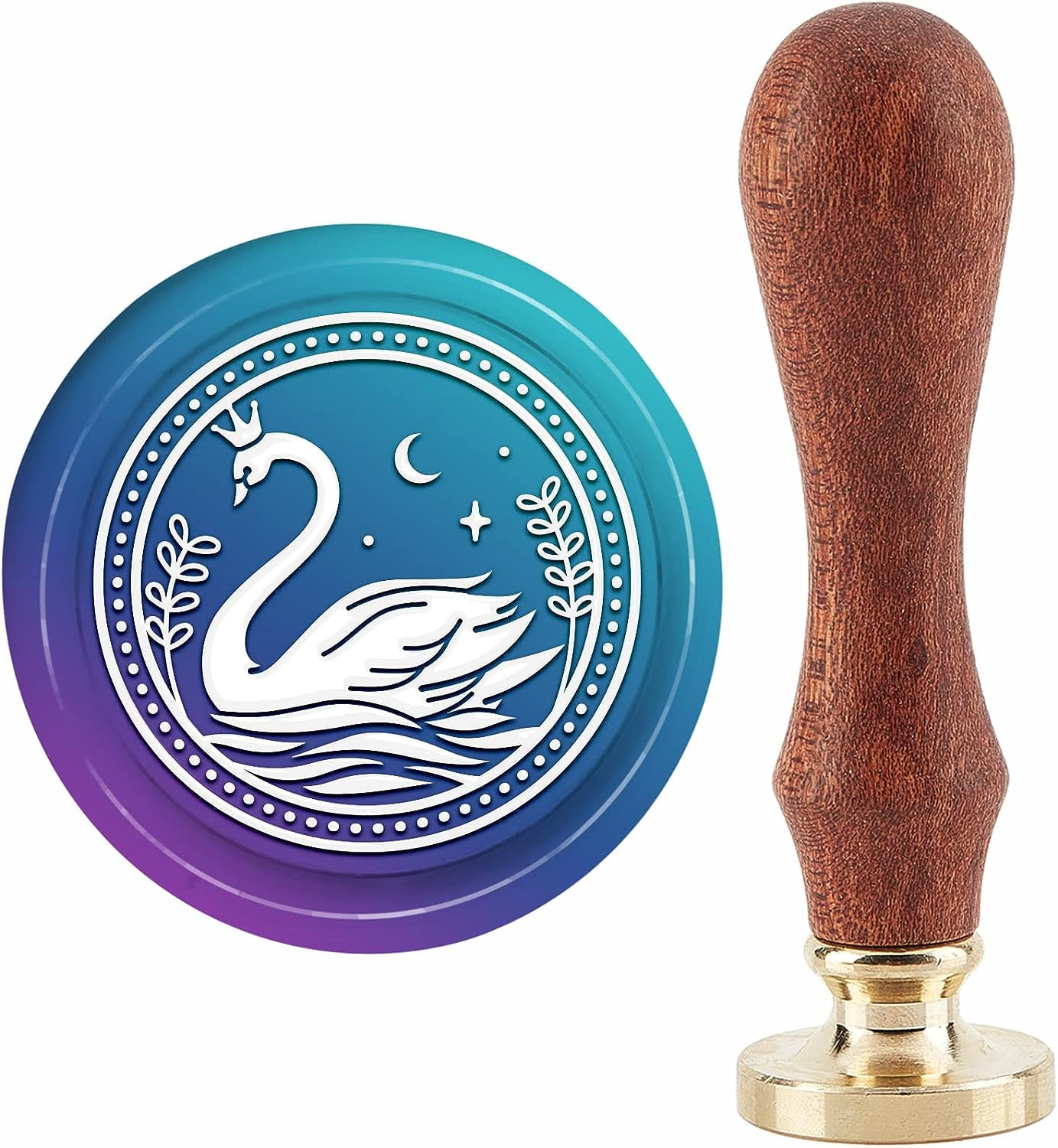 CRASPIRE Acorn Wax Seal Stamp - 25mm Round Brass Head, Wooden Handle, Removable For Autumn, Thanksgiving, Wedding Invitations