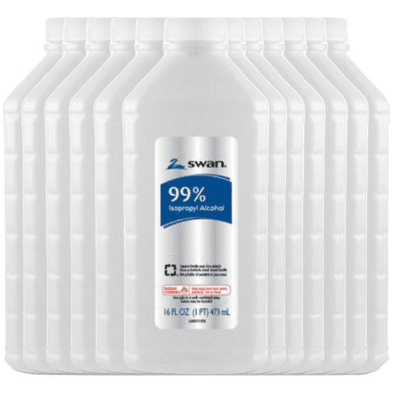 Swan Wellness Isopropyl Rubbing 99% Alcohol 16 Oz. (12 PACK WHOLESALE CASE BOXED)