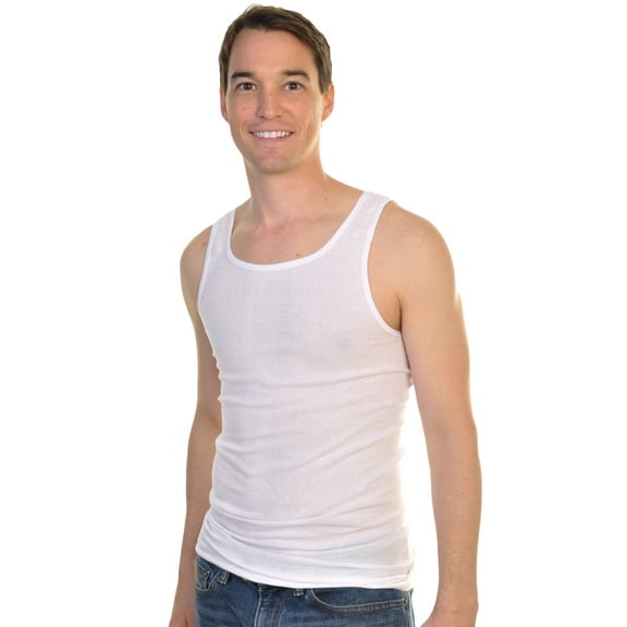 Swan White Ribbed Basic A-Shirts Tank Top (12-Pack)