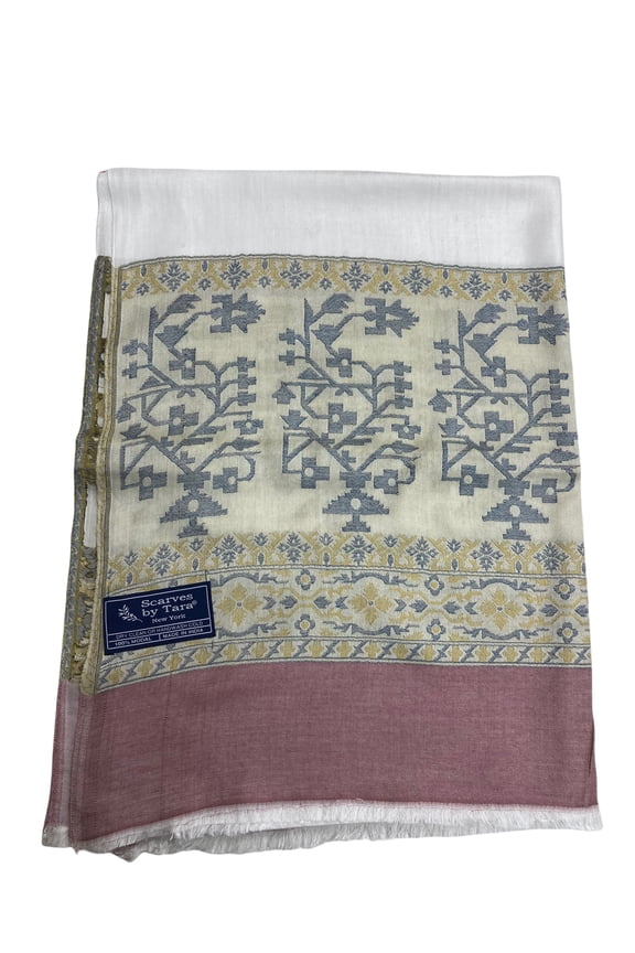Swan White and Pink Women's Modal scarves with Abstract Prints Summer Spring Accessory for Outdoor Events Casual Events