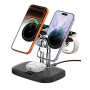 SwanScout Magnetic 5-in-1 Wireless Charging Stand for iPhone 17-12, Dual Phone & Dual Apple Watch Charger, 5W for Apple Watch Fast Charging Station, for Apple Watch Ultra/11-7 Series, SwanScout 902M