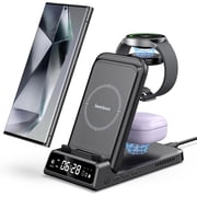 SwanScout Charging Station for Samsung, Wireless Charger for Galaxy S26 Ultra/S26+/S26/S25/S24/S23/S22, Galaxy Watch 8/8 Classic/7/6/5, Galaxy Buds4 Pro/4, SwanScout 703SNo Adapter
