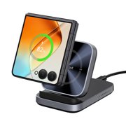 SwanScout Wireless Charger for Samsung Galaxy Z Flip 8/7 FE/7/6/5/4/3, for Motorola Razr 70/60 Ultra/50, Foldable Fast Wireless Charging Stand for Z Flip Series, SwanScout 508F No Adapter