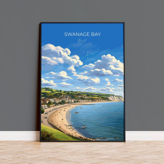Swanage Bay Dorset Coast Travel Wall Art Decor Unframed Paper Print