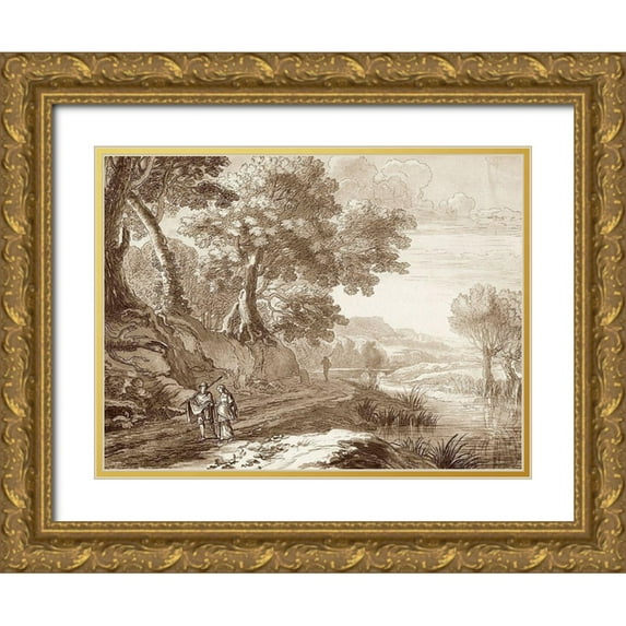 Swanivelt, Herman 18x15 Gold Ornate Wood Framed with Double Matting Museum Art Print Titled - Italian Pastoral II
