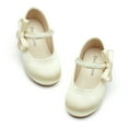 thumbnail image 1 of Swanlume Toddler Little Girl Satin Gold Dress Shoes Size 7 - Girl Ballet Flats Wedding Party, 1 of 2