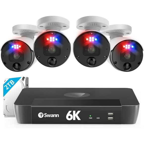 Swann Swann 12MP Home Security Cameras with 2TB HDD Recorder, NVR Security Camera System, 8 Channel 4 Cam, Wired Surveillance Security Camera