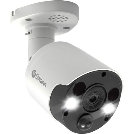 Swann - 4K PoE Add On Bullet Camera w/Dual LED Spotlights, Color Night Vision, & Free Face Recognition - White