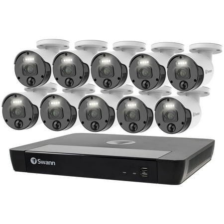 Swann - Master Series 16-Channel, 10-Camera, Indoor/Outdoor PoE Wired 4K UHD 2TB HDD NVR Security Surveillance System