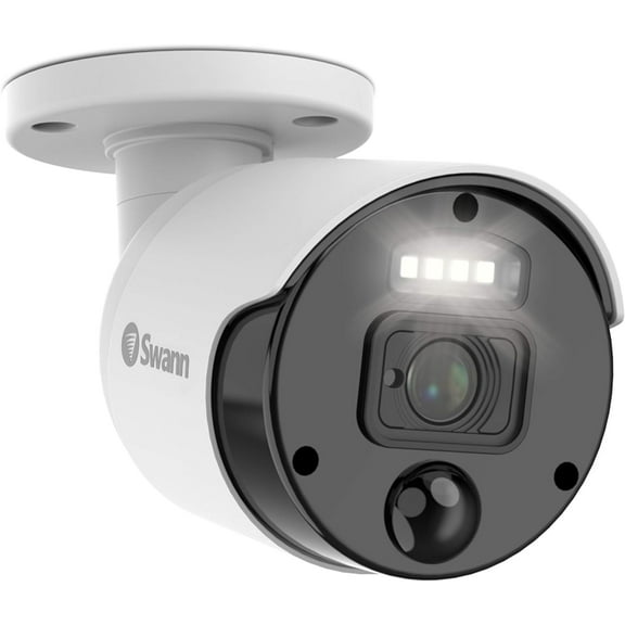 Swann NVR Add-On Security Camera for Wired PoE CCTV Recorders, 4K Ultra HD Video, Indoor/Outdoor Surveillance, Sensor Lights, Color Night Vision, Heat & Motion Detection, 875WLB