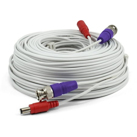 Swann BNC Coaxial Cable for Security Camera CCTV System,  Extension Cables, UL Certified and Fire Resistant, 100ft / 30m - White