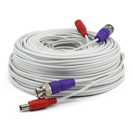 Swann BNC Coaxial Cable for Security Camera CCTV System,  Extension Cables, UL Certified and Fire Resistant, 100ft / 30m - White