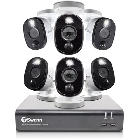 Swann Swann Home DVR Security Camera System with 1TB HDD, 8 Channel 6 Camera, 1080p Video, Indoor or Outdoor Wired Surveillance CCTV