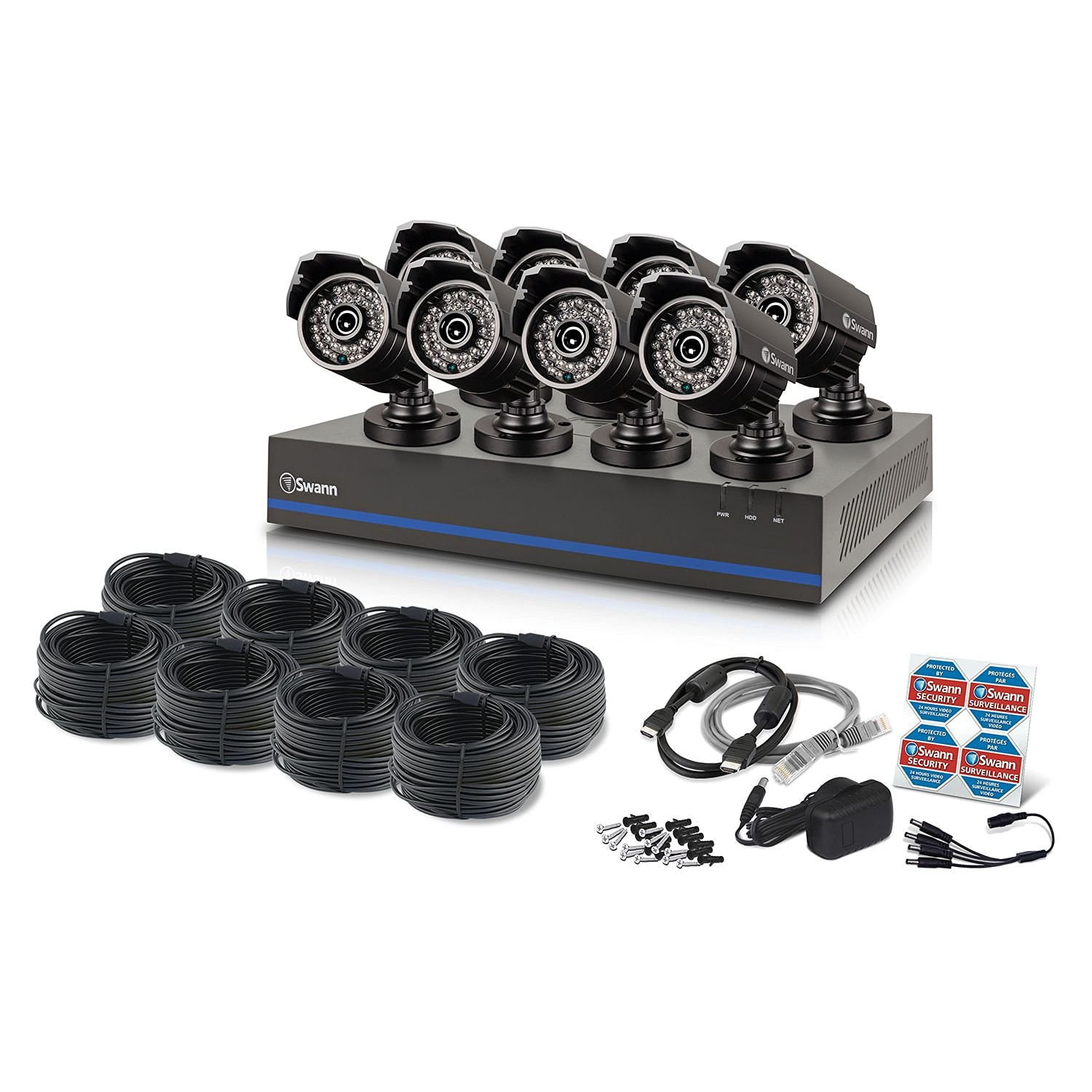 Swann TVI DVR Security System - 8 1080p Cameras, 2TB HD, and 100