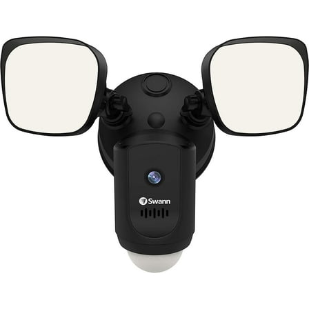 Swann Wi-Fi 1080p Waterproof Motion Activated FloodLight Camera with Night Vision, Heat Sensing, 2-Way Talk, Dimmable 2400 Lumens, Wide 125 Degree Viewing
