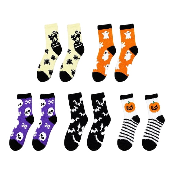Swanpen Halloween Fuzzy Socks for Women Soft Cozy Slipper Fluffy Warm Socks Winter 2026 Sleeping Lounge Causal Sock