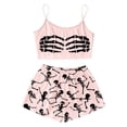 thumbnail image 1 of Swanpen Halloween Pajamas Women Silk 2 Piece Cami Top Shorts Set Skeleton Print Sleeveless Sleepwear Loungewear Halloween Gifts, 1 of 6