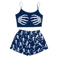 thumbnail image 1 of Swanpen Halloween Pajamas Women Silk 2 Piece Cami Top Shorts Set Skeleton Print Sleeveless Sleepwear Loungewear Halloween Gifts, 1 of 6
