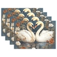 thumbnail image 1 of Swans Flowers Circle Birds 12×18 inch Placemats Heat Resistant Washable Foldable Rectangular Placemats Set Decoration Indoor Outdoor for Kitchen Dining Table 6PCs, 1 of 8