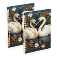thumbnail image 1 of Swans Flowers Circle Birds Ring Binder Notebook Journey Note Diary College Ruled Spiral Notebook Study Loose Leaf Paper A5 60 Pages, 1 of 8