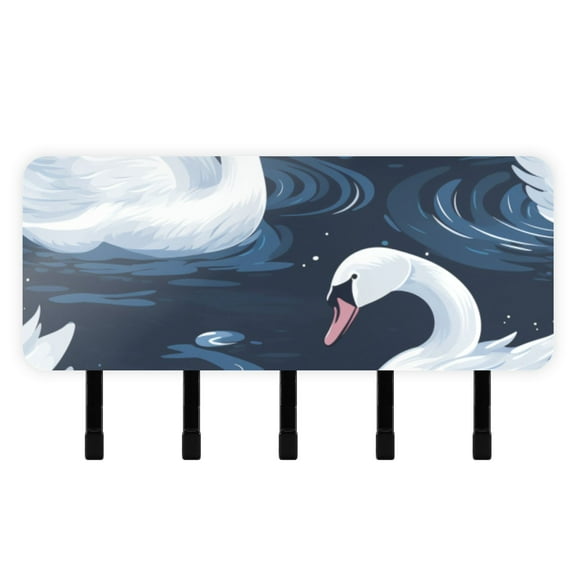 Swans Lake Mail Holder Organizer Wall Mount with Shelf Key Holder Key Rack with 5 Key Hooks for Wall Decorative