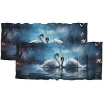 Swans Printed Window Curtains Valances White Swans Couple Heart Forest Night Scenery Rod Pocket Window Valance for Living Room Bathroom Bedroom Kitchen 54 by 18 in, 2 Panel