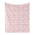 thumbnail image 1 of Swans Soft Flannel Fleece Throw Blanket, Gracious Floral Aquatic Bird with Crown Royalty Animal, Cozy Plush for Indoor and Outdoor Use, 60" x 80", Rose Pink, by Ambesonne, 1 of 5