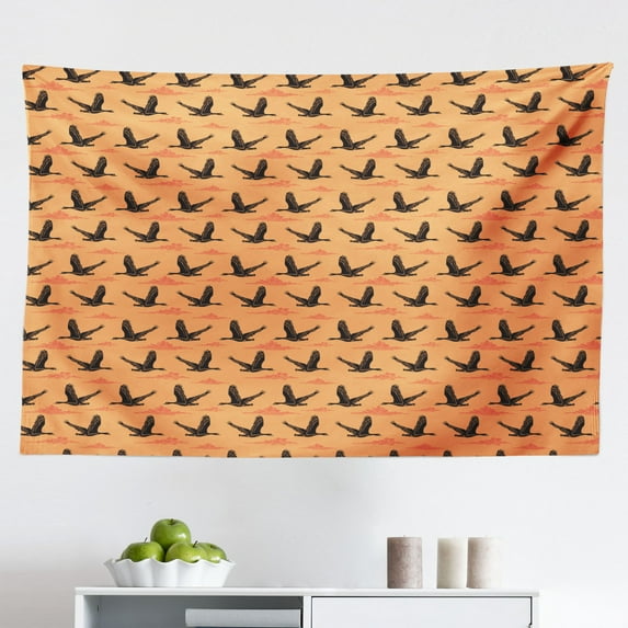 Swans Tapestry, Greyscale Pattern of Floating Feathers on Plain Backdrop Simple Silhouettes, Fabric Wall Hanging Decor for Bedroom Living Room Dorm, 2 Sizes, Grey Charcoal Grey, by Ambesonne