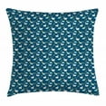 thumbnail image 1 of Swans Throw Pillow Cushion Cover, Repetitive Gracious Aquatic Bird Cygnets Night Sky, Decorative Square Accent Pillow Case, 18" X 18", Seafoam Pale Tan Pale Eggshell Dark Sky Blue, by Ambesonne, 1 of 2