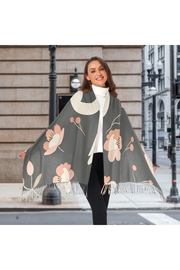 Swans and Flowers Winter Scarf for Women Fashion Warm Long Soft Blanket Scarves Gifts