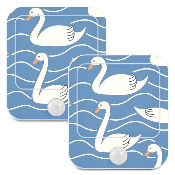 Swans in Water Wave 2 Pack LED Motion Sensor Night Light Plug into Wall Auto Dusk to Dawn Adjustable Brightness for Kids Bedroom Hallway Nursery Room