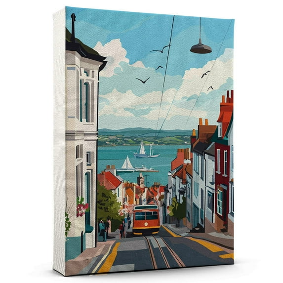 Swansea Travel Canvas, Vintage City Canvas Wales Canvas Wall Art, Swansea Canvas Colorful, Wales Picture Canvas - 104AZ1361