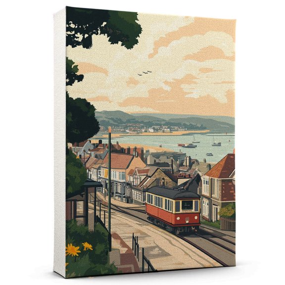Swansea Vintage Travel Canvass, Wales Canvas Wall Art, Swansea Canvas Wall Art, Wales Wall Art Picture Print Decor - 105AZ1361