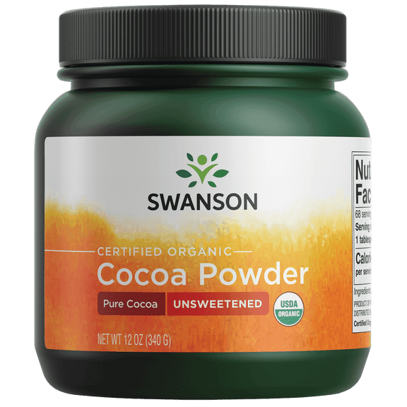 Swanson 100% Certified Organic Cocoa Powder - Unsweetened 12 oz Powder .