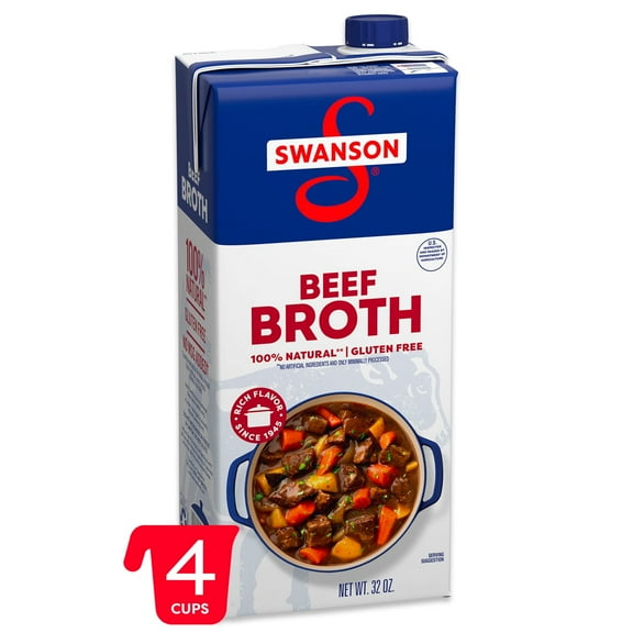 Swanson 100% Natural Beef Broth, 32 oz Carton pack of 2
