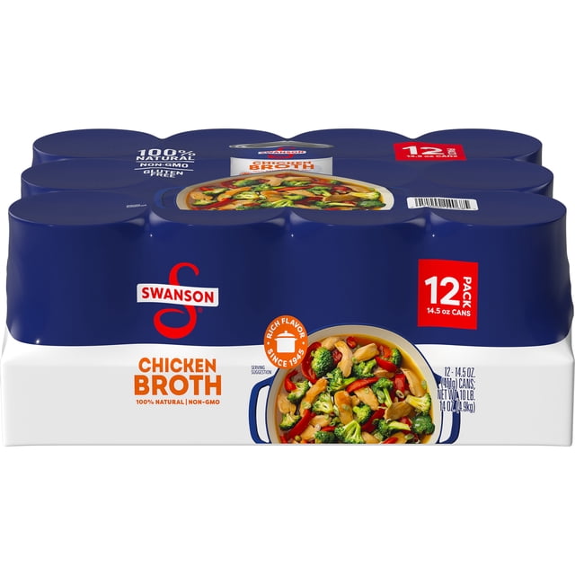 Swanson 100% Natural, Non-GMO Chicken Broth, 14.5 oz Can (12 Pack ...