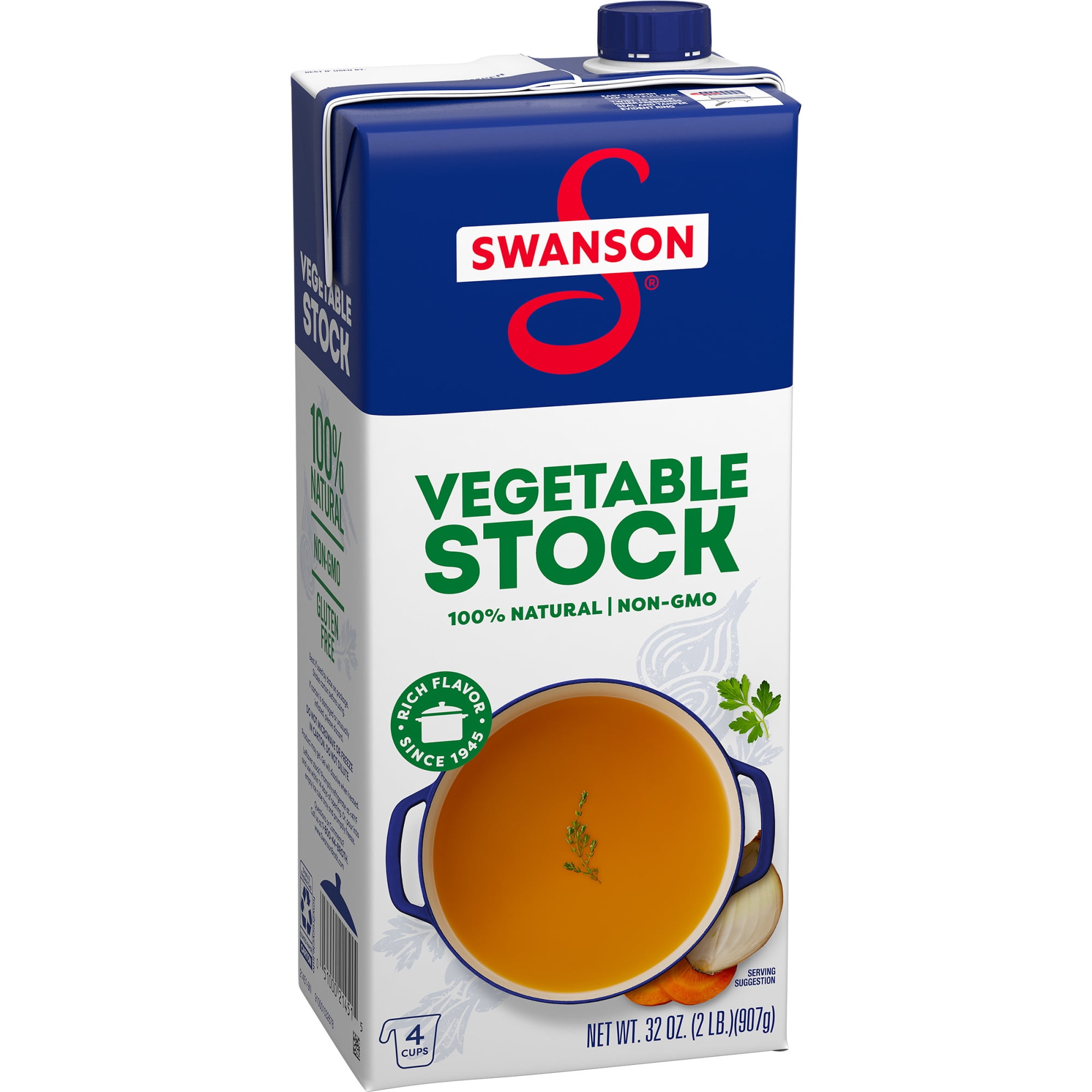Swanson 100 Natural, GlutenFree Vegetable Stock, 32 Oz Carton