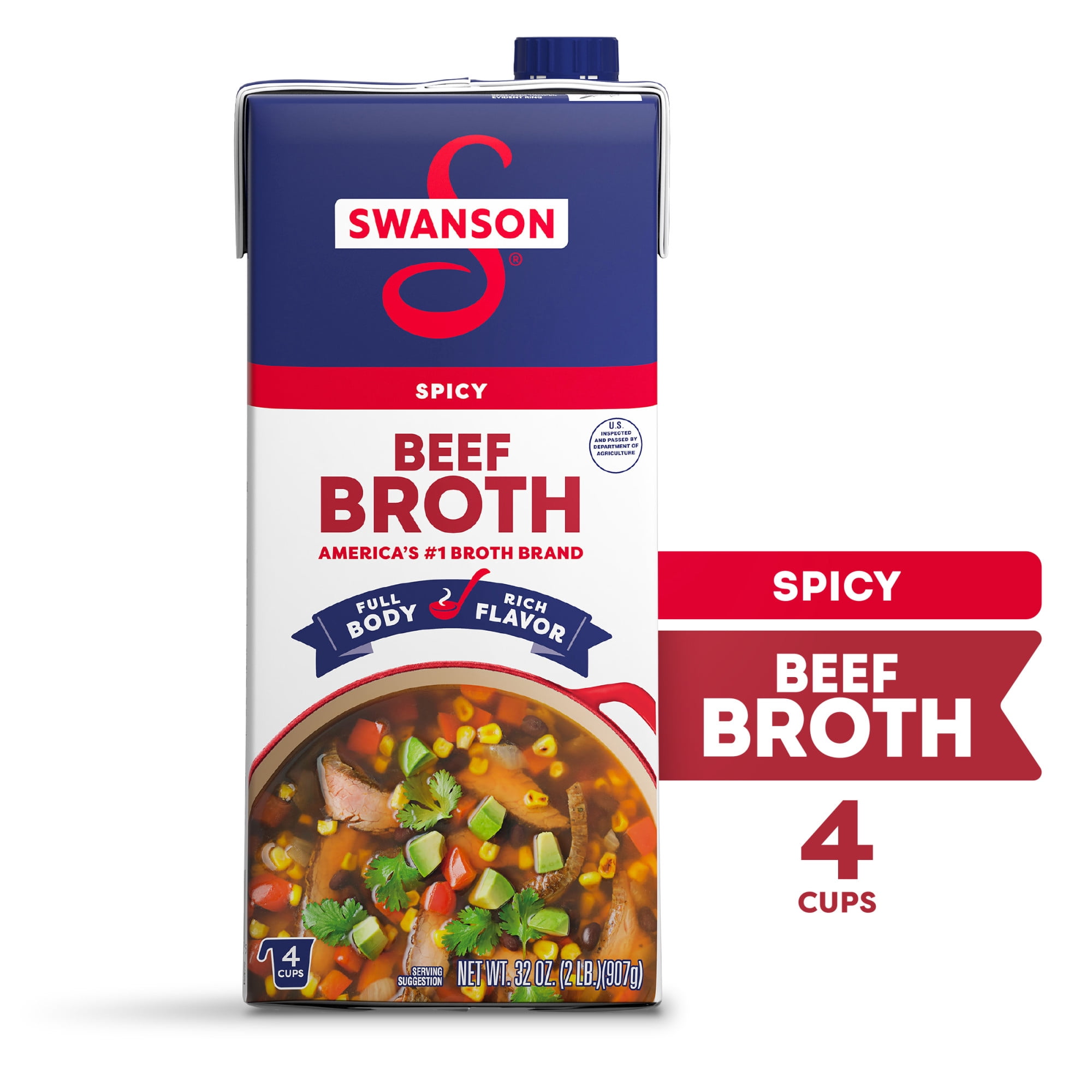 Swanson Spicy Beef Broth, 32 oz Carton