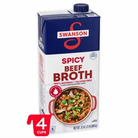 Swanson 100% Natural Spicy Beef Broth 32 oz - Pack of 2