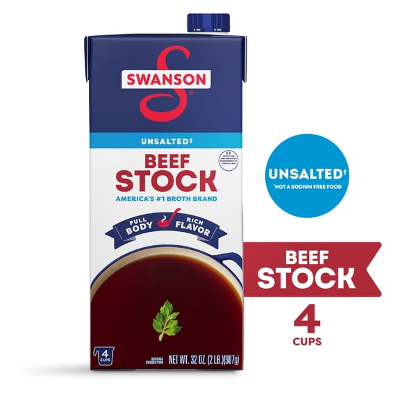 Swanson Unsalted Beef Stock, 32 oz Carton