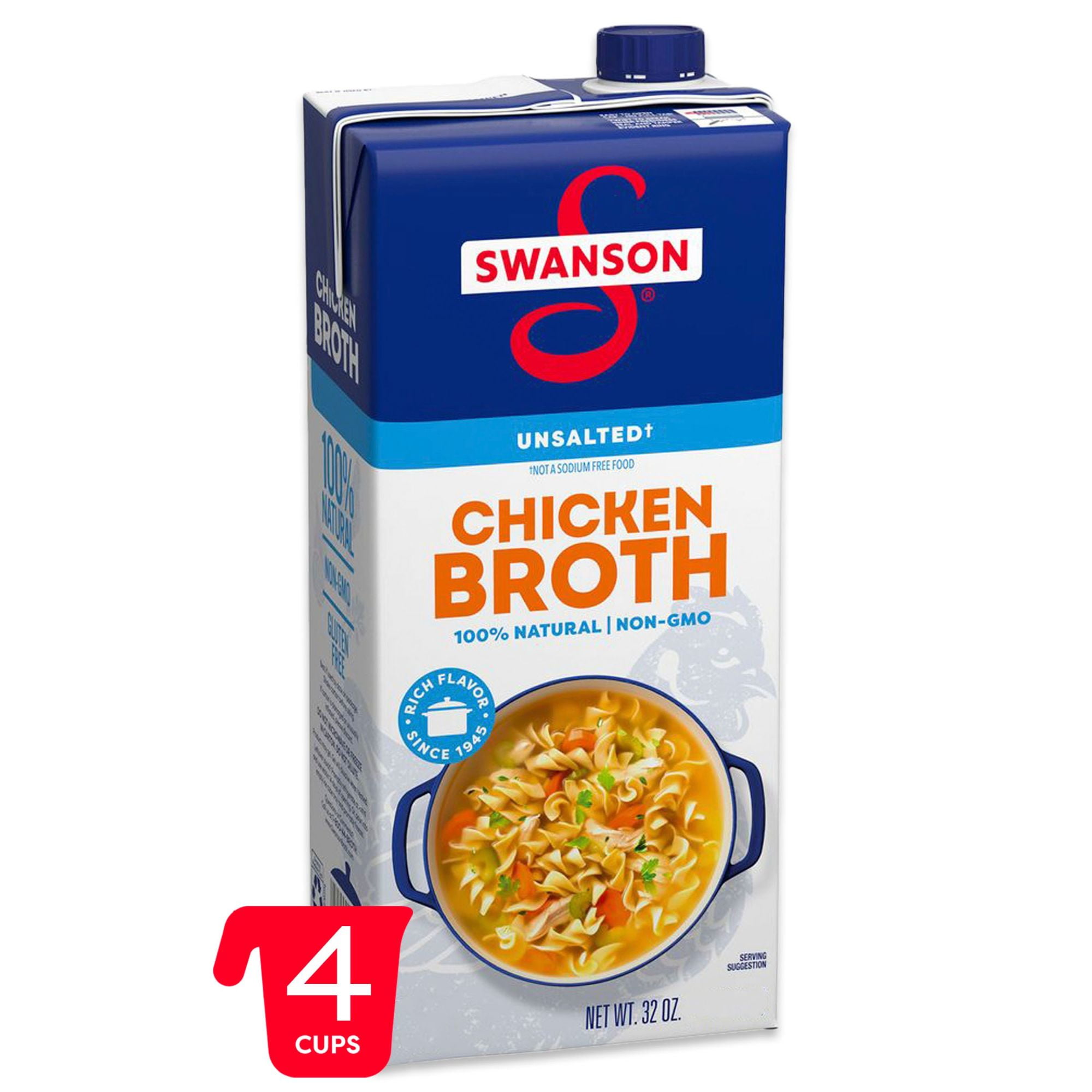 Swanson 100% Natural, Low Sodium, Fat-Free Unsalted Chicken Broth with
