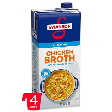 Swanson 100% Natural Unsalted Chicken Broth, 32 oz Carton