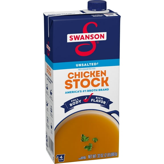 Swanson Unsalted Chicken Stock, 32 oz Carton