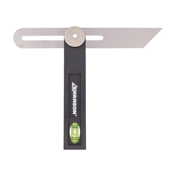 Swanson Tool Co 8" Sliding Stainless Steel T-Bevel with Vial for Leveling, (1 Pc Ships New, Assembled), Model TS150
