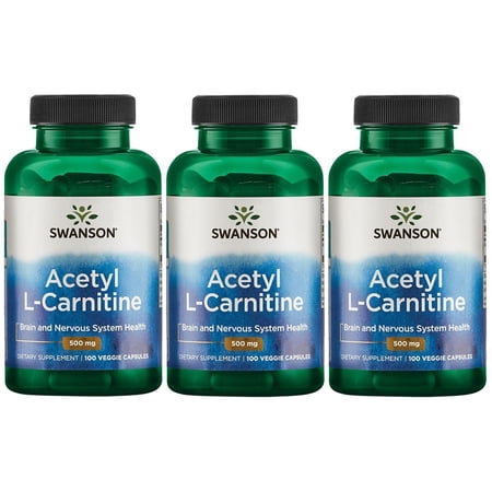 Swanson Acetyl L-Carnitine 500 mg 100 Veg Caps 3 Pack