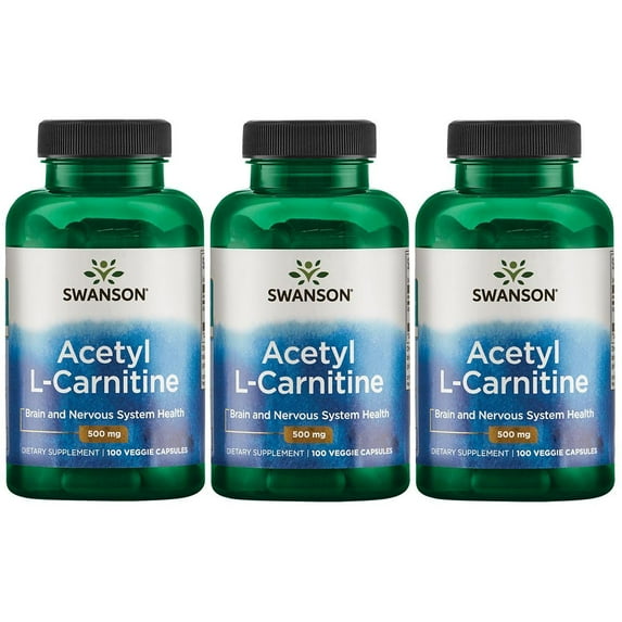 Swanson Acetyl L-Carnitine 500 mg 100 Vegan Caps 3 Pack