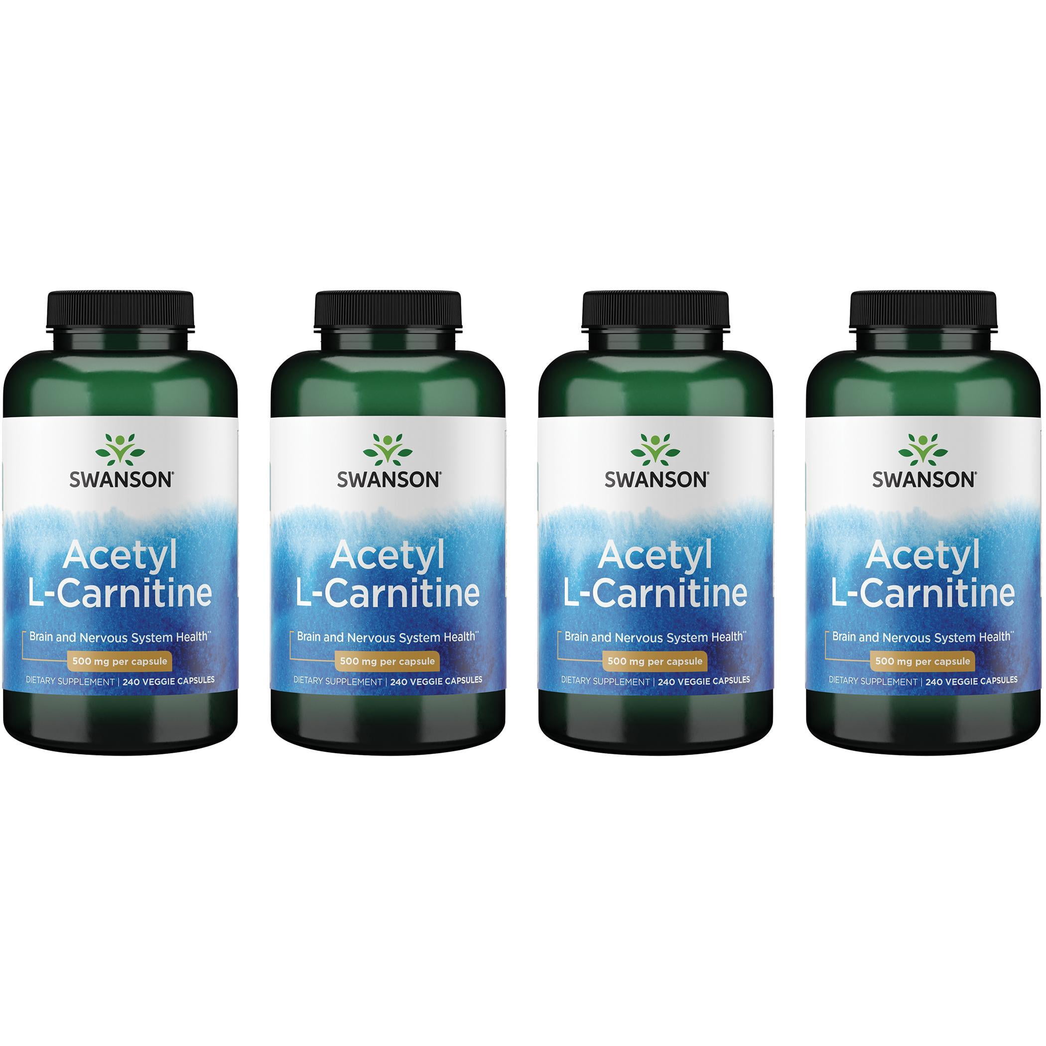 swanson acetyl l-carnitine 500mg 240 capsules Swanson Acetyl L-Carnitine 500 mg 240 Vegan Caps 4 Pack