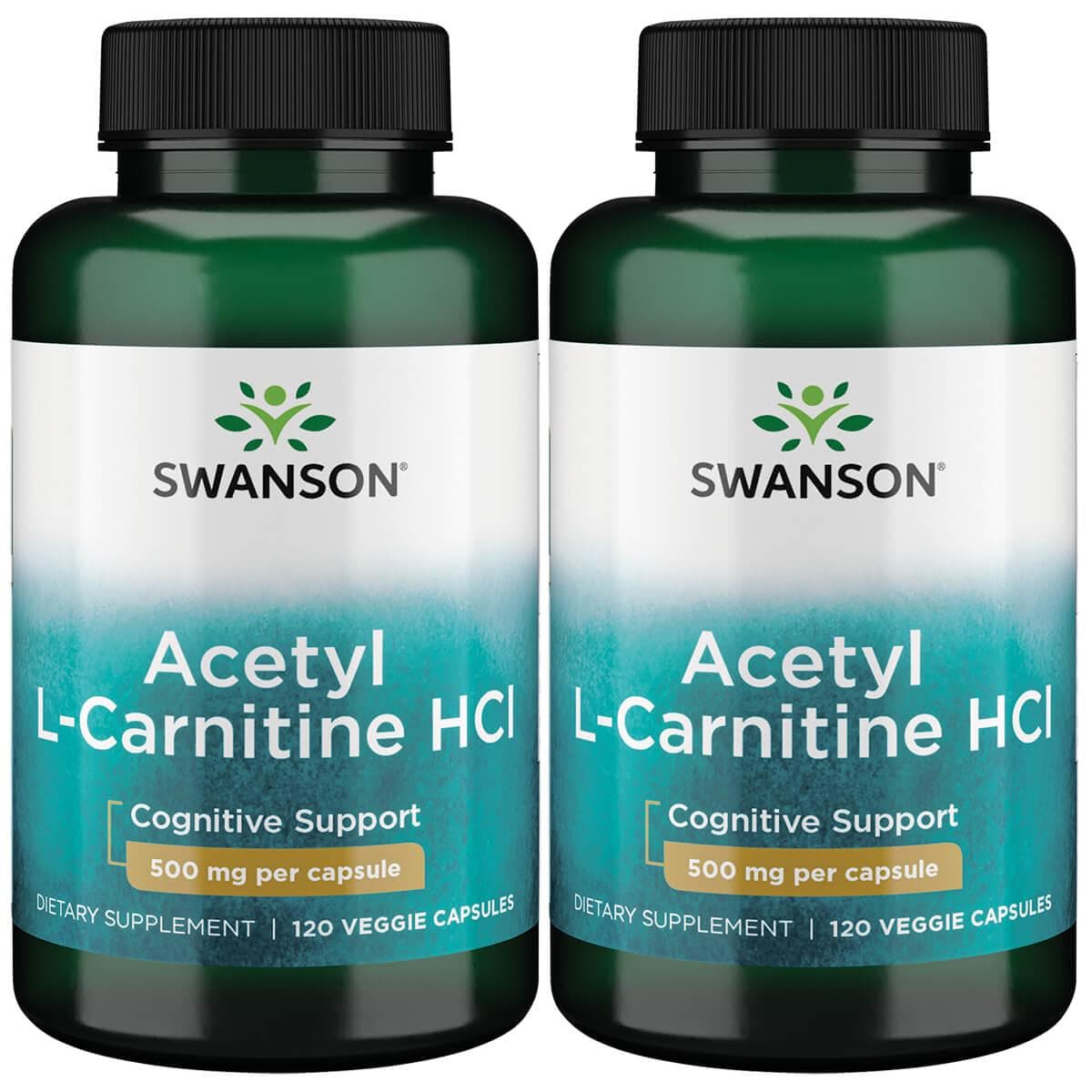 Swanson Acetyl LCarnitine Hcl 500 mg 120 Veg Caps 2 Pack