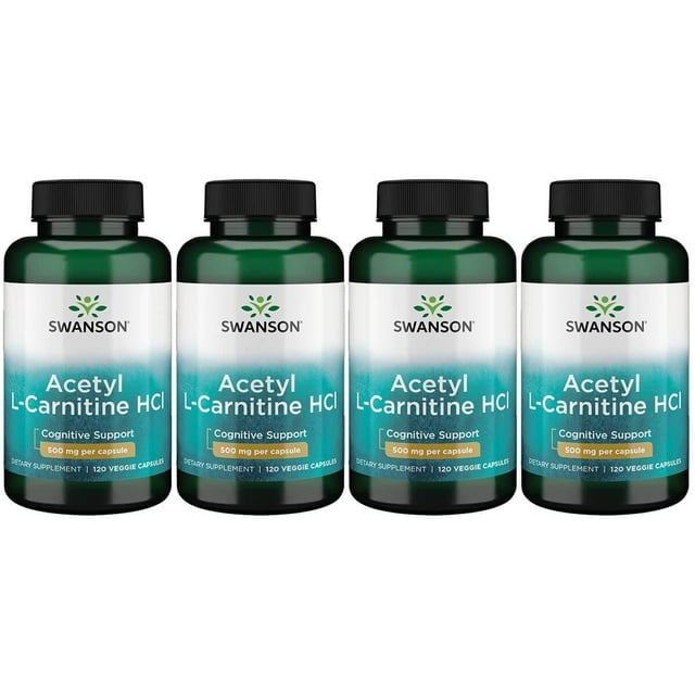 Swanson Acetyl LCarnitine Hcl 500 mg 120 Veg Caps 4 Pack
