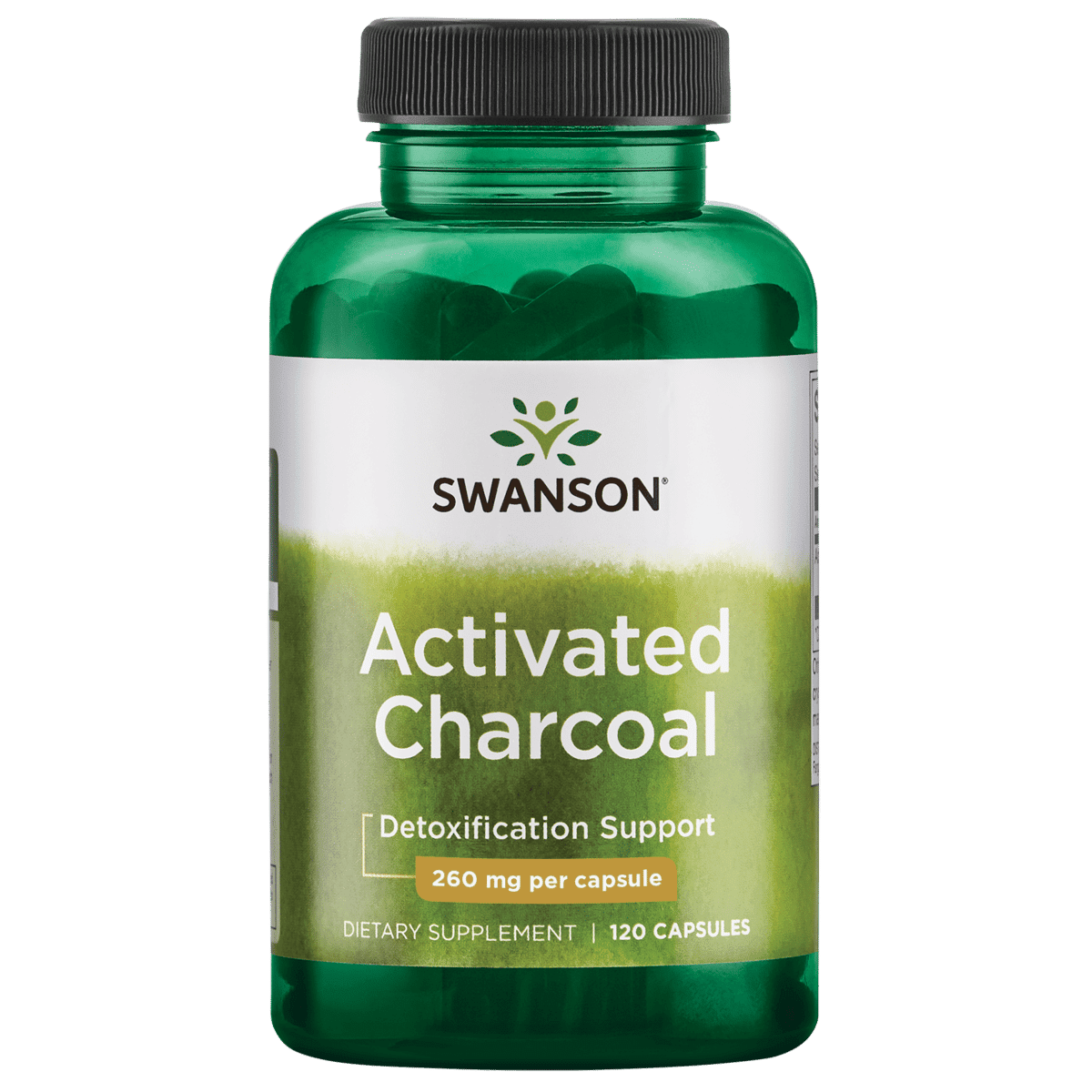 Swanson Activated Charcoal Capsules, Supports Bowel Regularity & Helps Ease Gas & Bloating, 520 mg (120 Capsules)